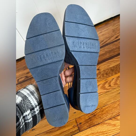 Hispanitas Anthropologie NWOB blue woven chunky wedge slip on sandal - Picture 6 of 9